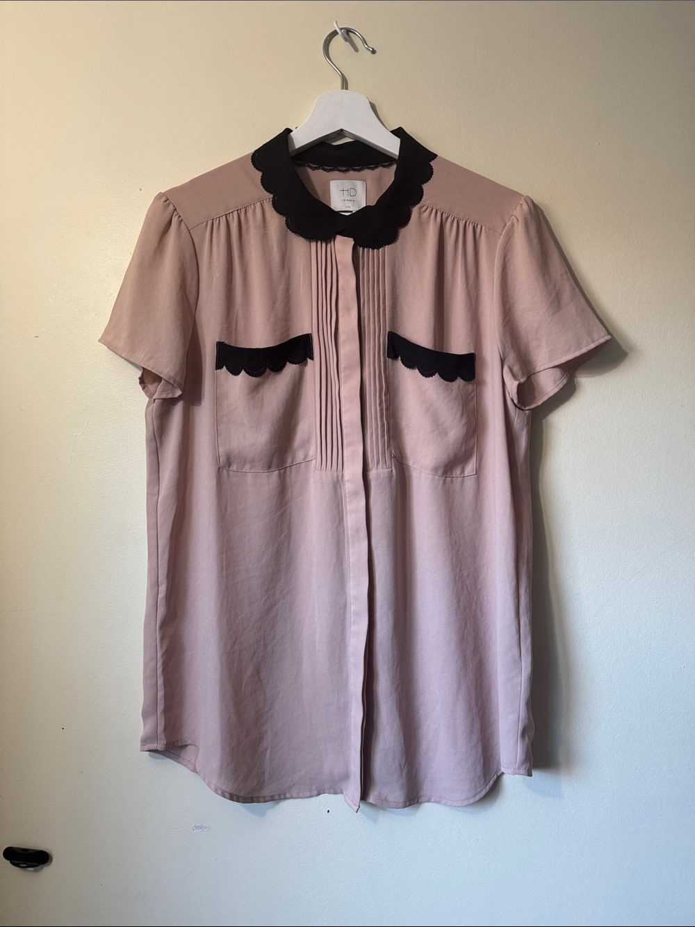 HD in Paris Dusty Rose Top with Black Lace Trim